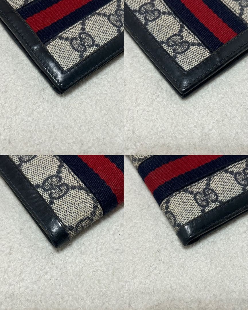 極美品❗️ GUCCI グッチ　オールド GGスプリーム シェリーライン 折り財布