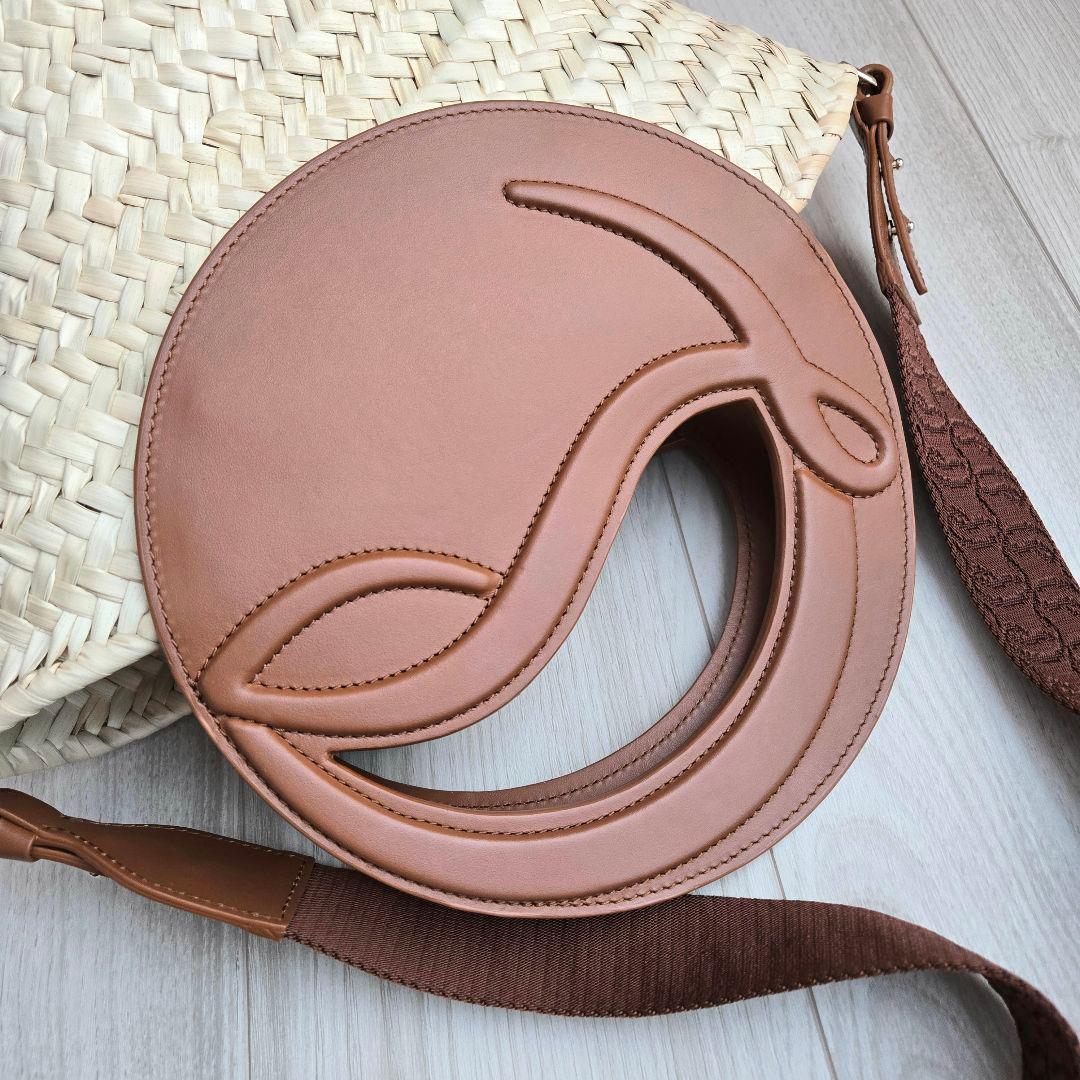 美品✨ルブタン ラフィア ビルムーン バスケット かごバッグ 2way レザー