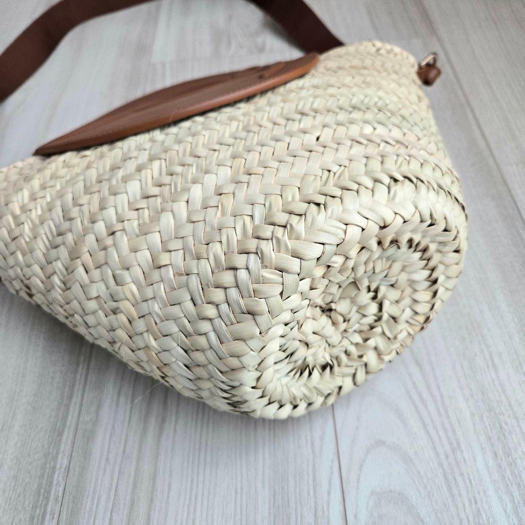 美品✨ルブタン ラフィア ビルムーン バスケット かごバッグ 2way レザー