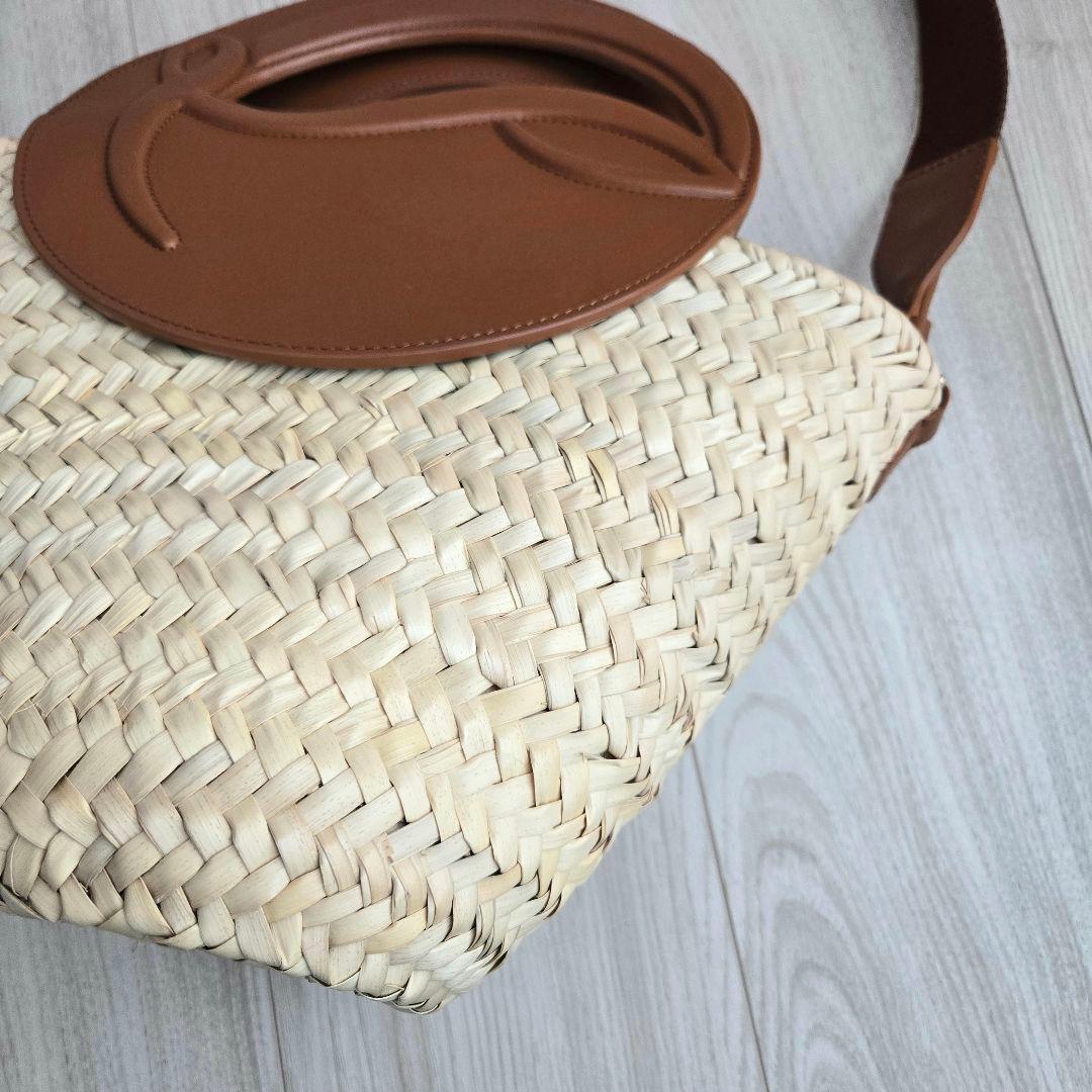 美品✨ルブタン ラフィア ビルムーン バスケット かごバッグ 2way レザー