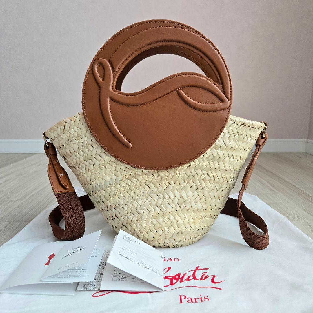 美品✨ルブタン ラフィア ビルムーン バスケット かごバッグ 2way レザー