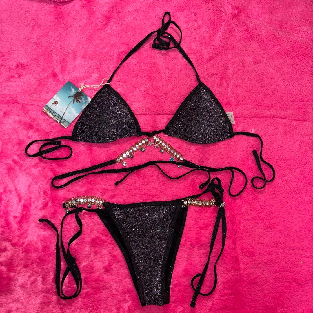 海外輸入品　新品　未使用　ギャル系ブラックグリッタビキニ水着