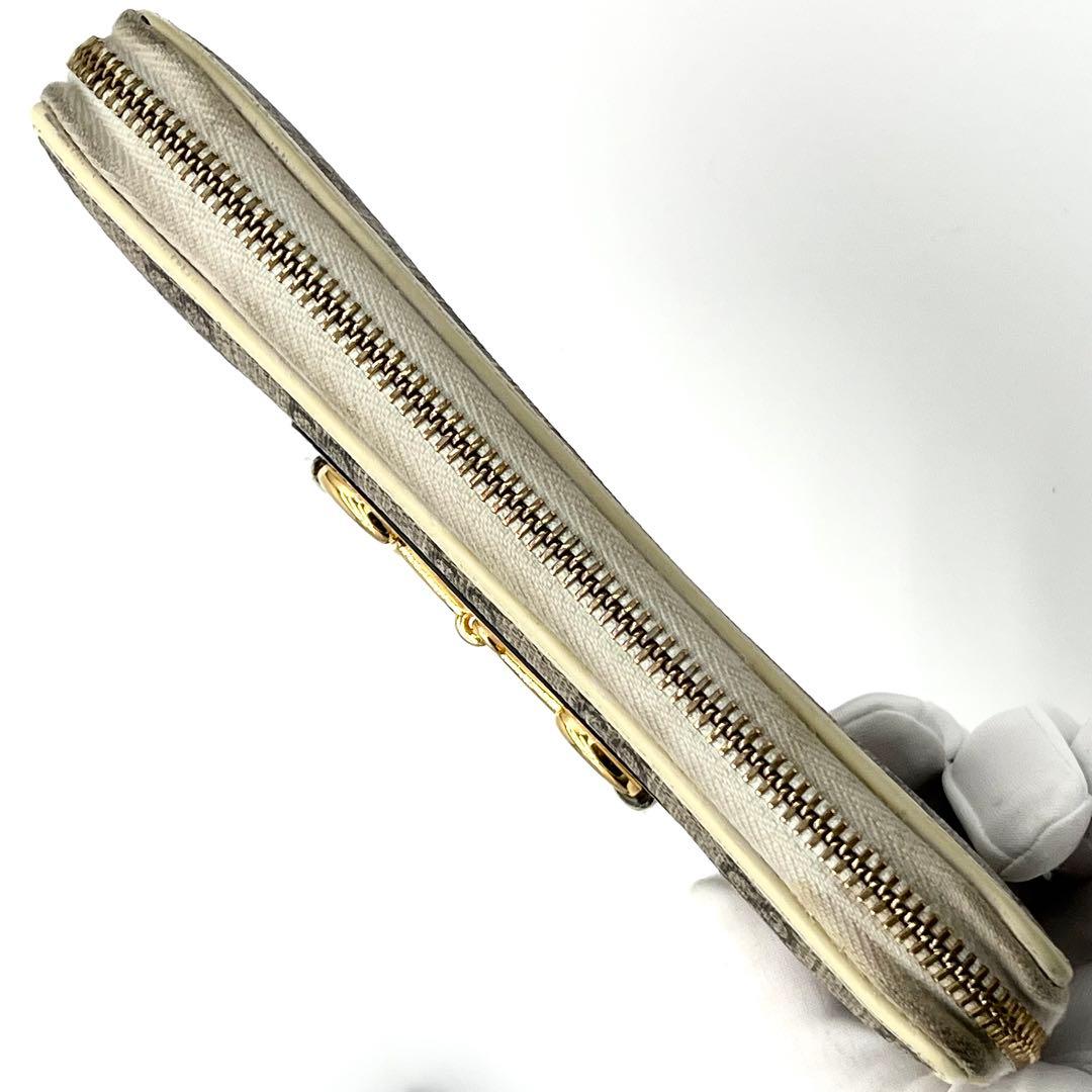 GUCCI ラウンドファスナー　ホースビット　PVCレザー GGマーモント　茶色