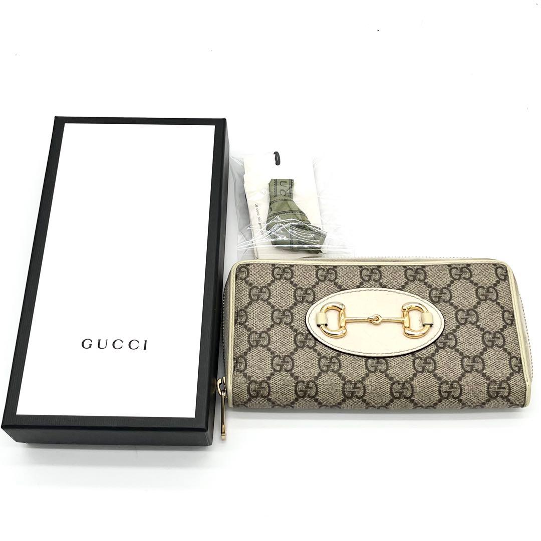 GUCCI ラウンドファスナー　ホースビット　PVCレザー GGマーモント　茶色