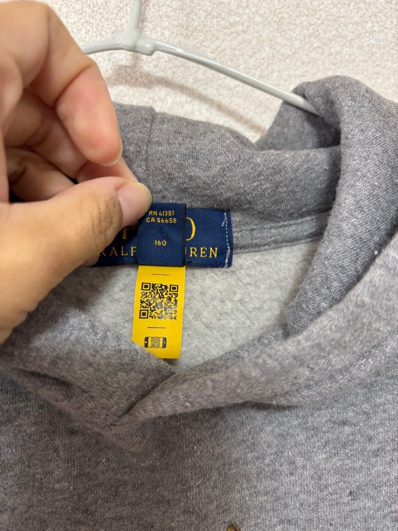 Polo Ralph Lauren ポロベア パーカー グレー　160 裏起毛