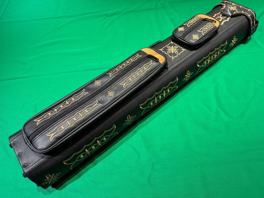 高級ビリヤードキューケース（3B×5S）金刺繍　ハード　新品　ブラック×金