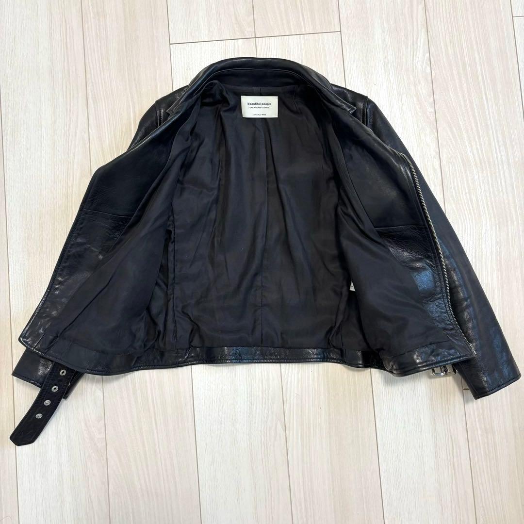 ビューティフルピープル ダブルライダース ジャケット 羊革 レザー 黒 150