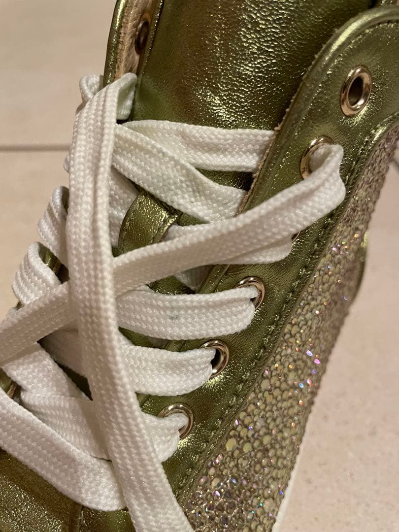 クリスチャンルブタン 38 メタリックスパンコール ハイカットスニーカー