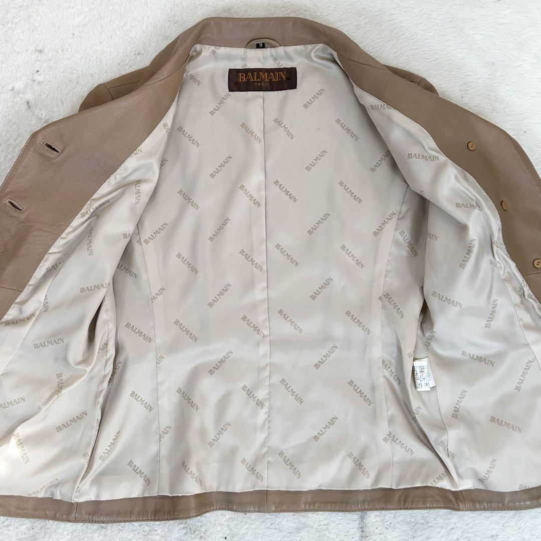美品❗️BALMAIN ラムレザー　ジャケット　羊革　銀ボタン　S