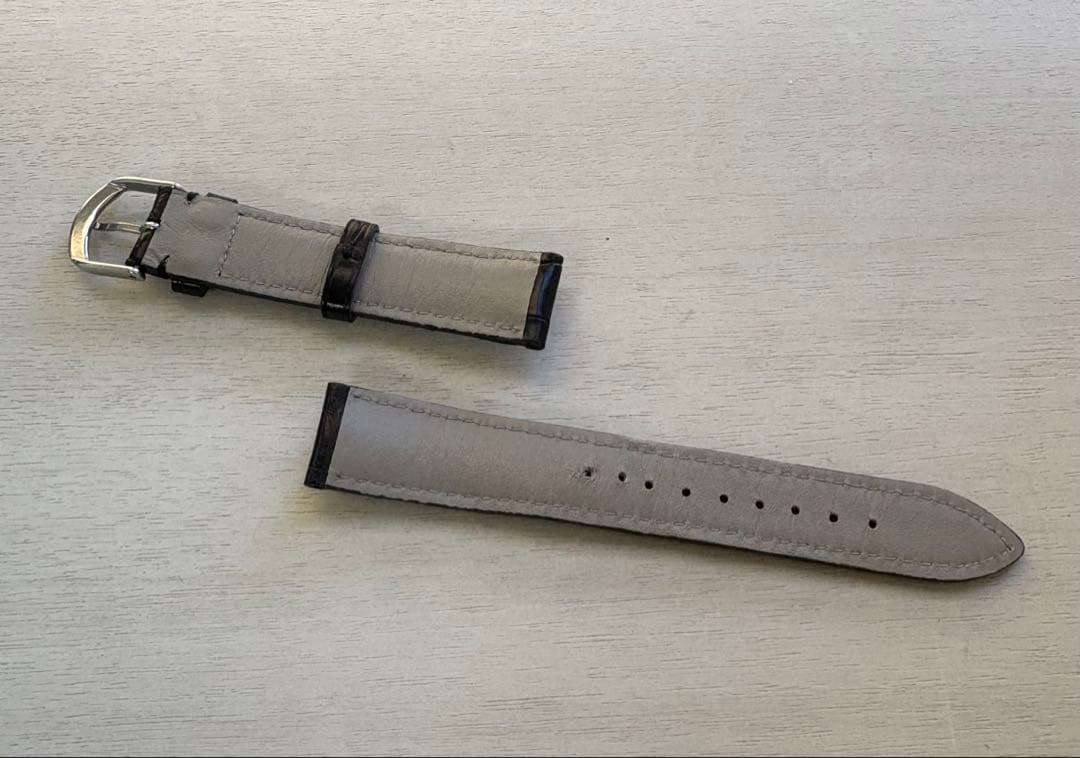 ワニ革　アリゲーター　腕時計革ベルト　ブラック　18mm幅