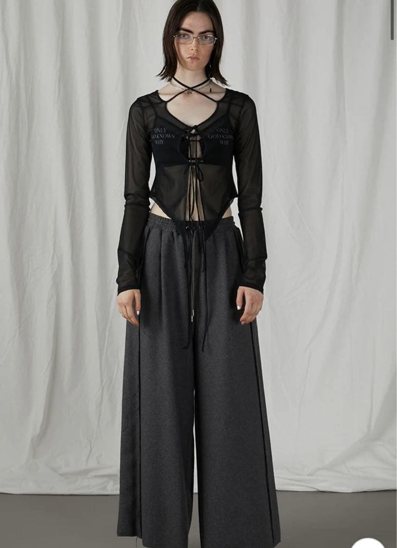 トップス prank project tulle logo cardigan