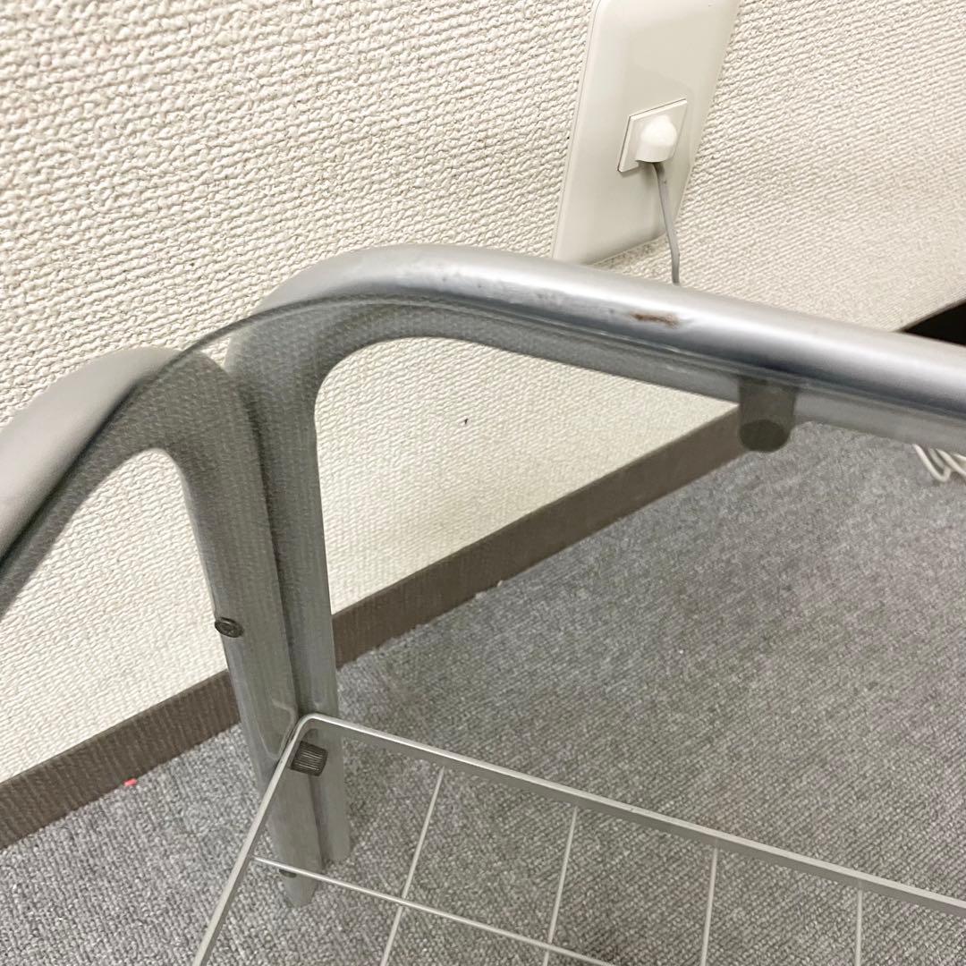 【アンティーク】アイアンフレーム 長方形 ガラスローテーブル 網棚付 昭和レトロ