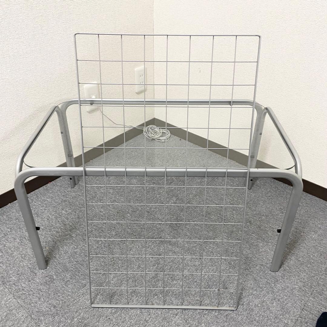 【アンティーク】アイアンフレーム 長方形 ガラスローテーブル 網棚付 昭和レトロ