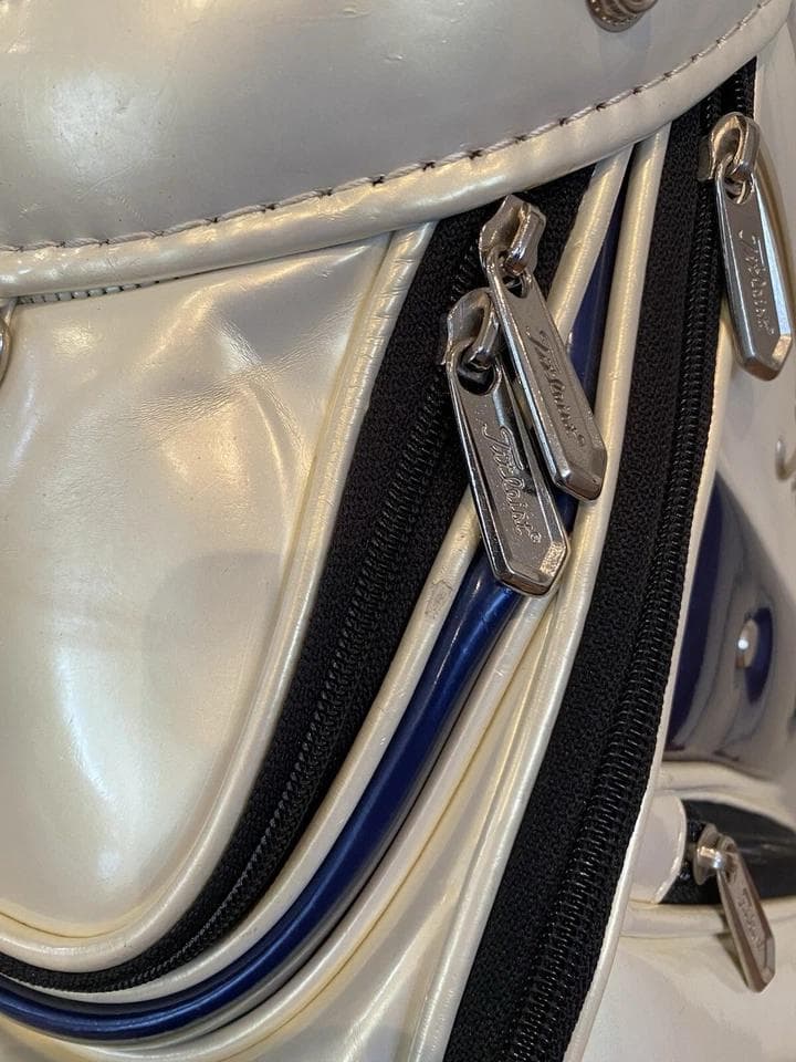 タイトリスト エナメル ゴルフバッグ カート キャディバッグ 青/緑ライン