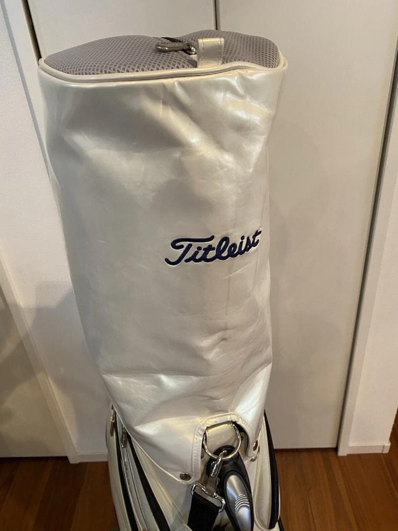 タイトリスト エナメル ゴルフバッグ カート キャディバッグ 青/緑ライン