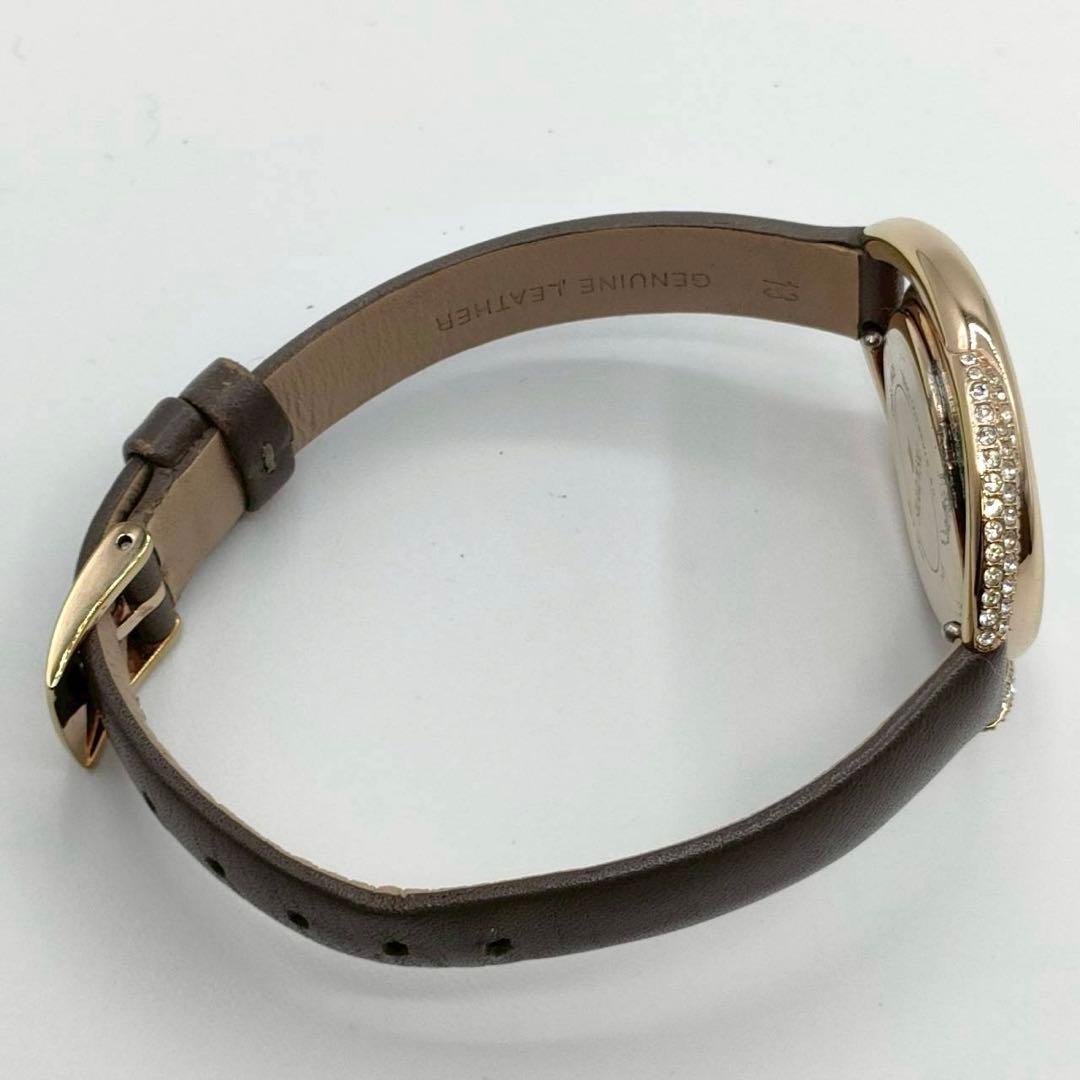 【稼働】Swarovski✨DUO 腕時計 レザーベルト グレージュ