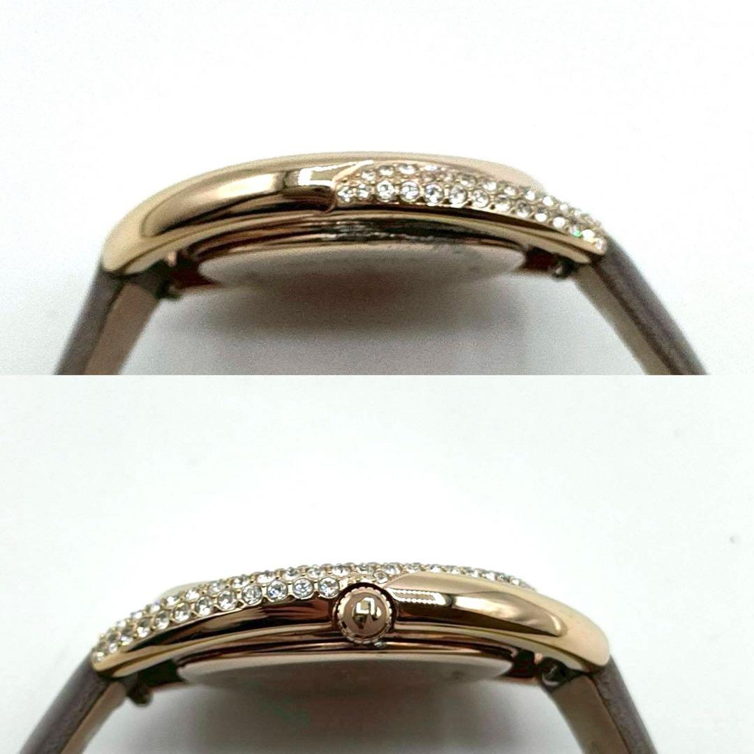 【稼働】Swarovski✨DUO 腕時計 レザーベルト グレージュ