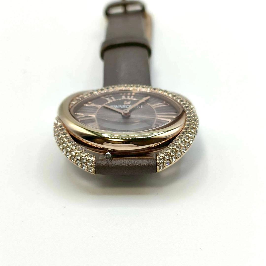 【稼働】Swarovski✨DUO 腕時計 レザーベルト グレージュ