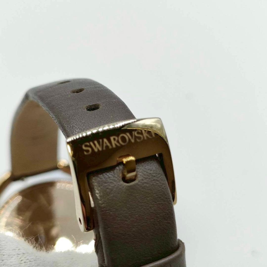 【稼働】Swarovski✨DUO 腕時計 レザーベルト グレージュ