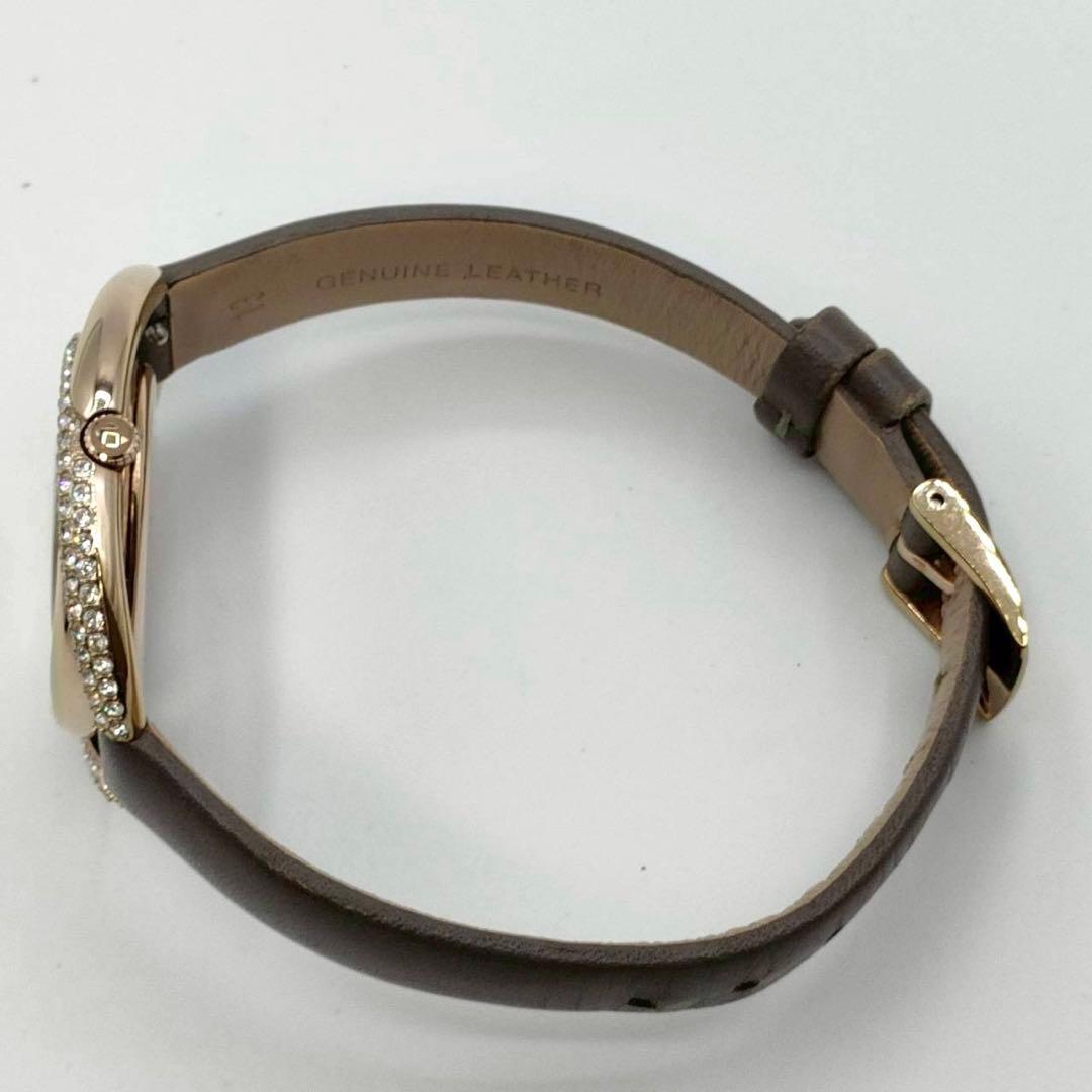 【稼働】Swarovski✨DUO 腕時計 レザーベルト グレージュ