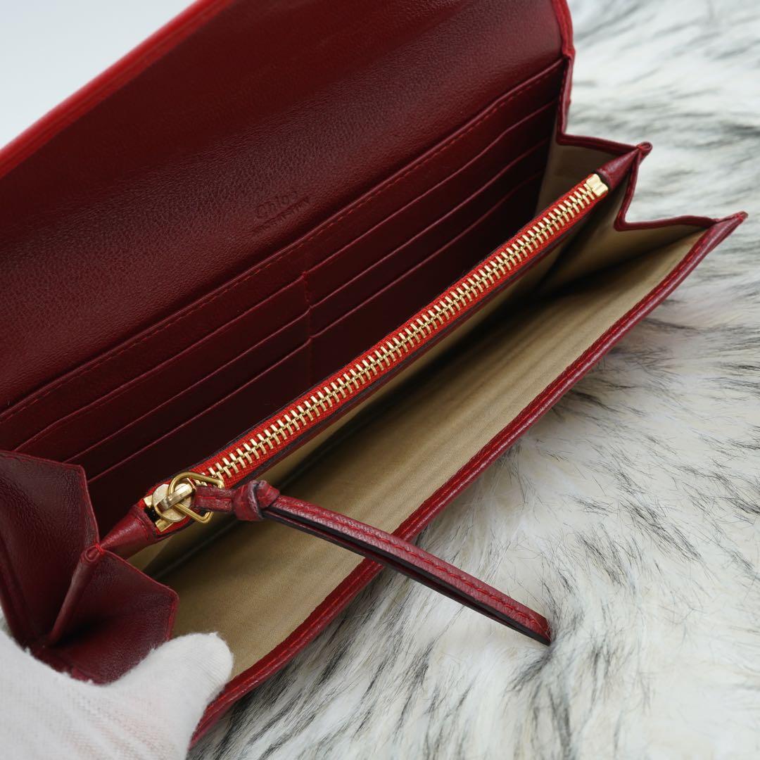 極美品　Chloe クロエ　長財布　二つ折り　レター型　エンベロープ　レッド