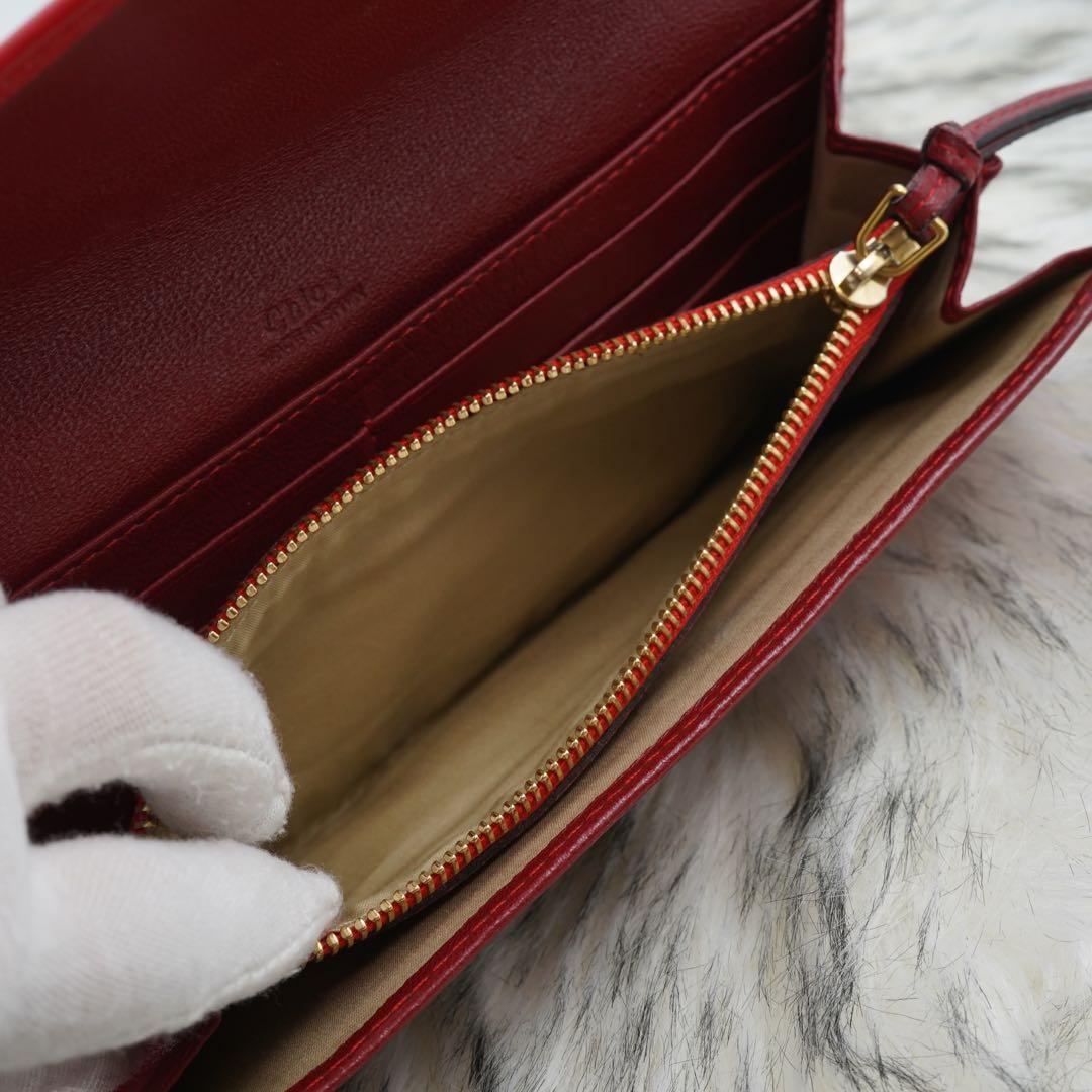 極美品　Chloe クロエ　長財布　二つ折り　レター型　エンベロープ　レッド