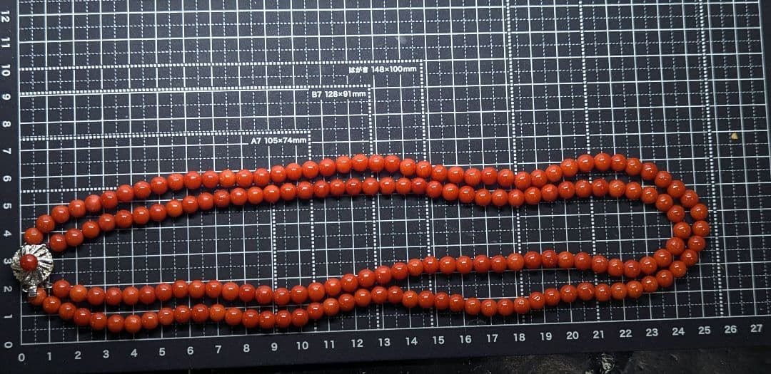 赤珊瑚　2連 ネックレス　SILVER