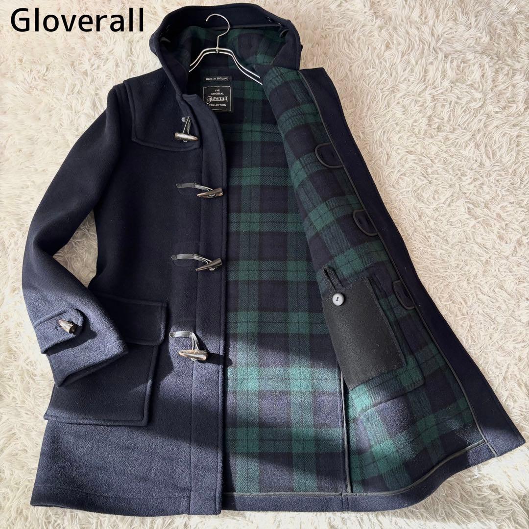 美品✨【英国製】グローバーオール ダッフルコート ウール ネイビー チェック M