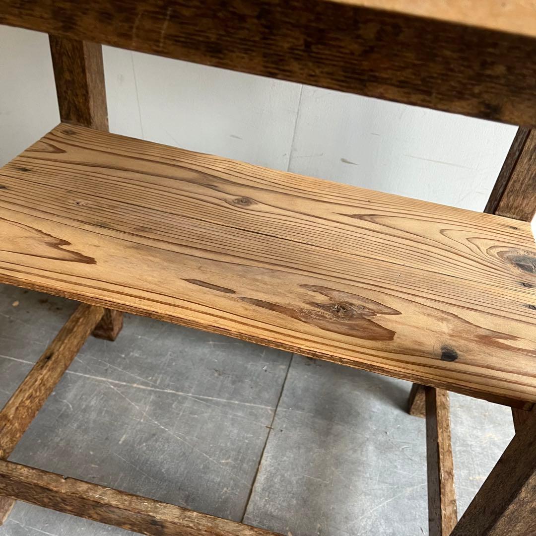 アンティーク 無垢材 サイドテーブル 飾り棚 棚 作業台 レトロ