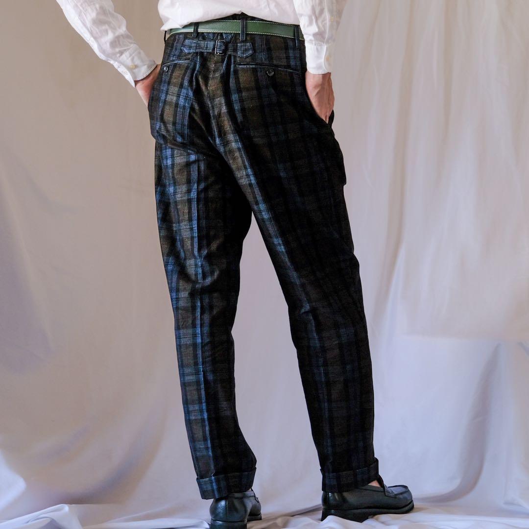 美品BERNARD ZINSコーデュロイチェックパンツSPENDER 44