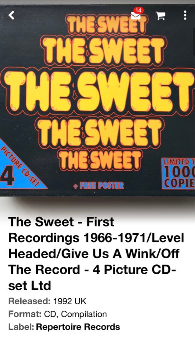 【鬼レア・全世界1000セット限定】THE SWEET/ ピクチャーCD 4枚組