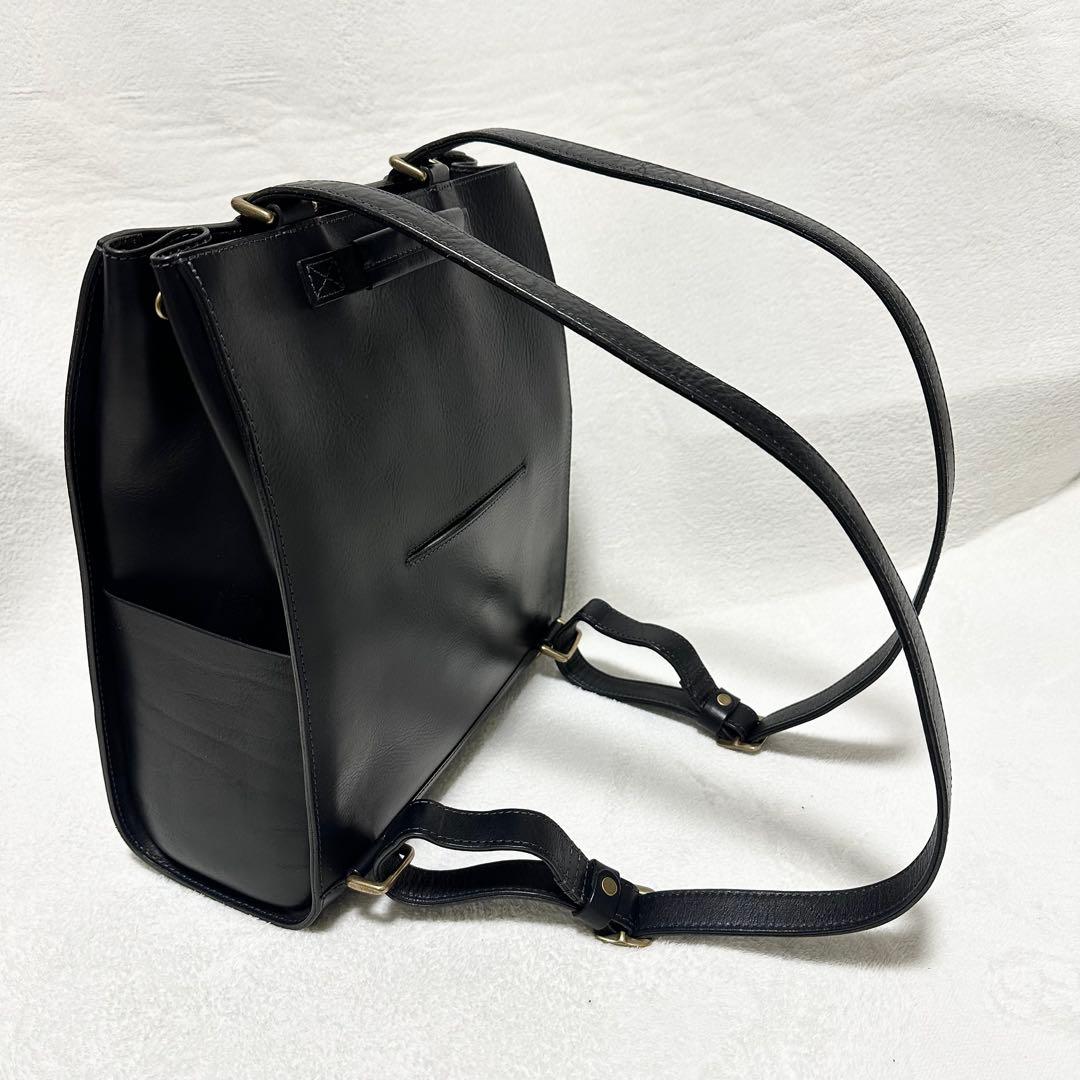 ibona イボーナ リュック スライン バックパック 黒 レザー 本革 A4可