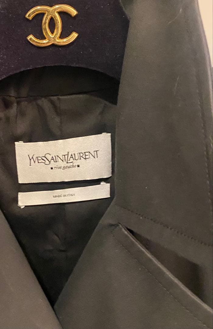 ◆イヴ・サンローラン　リヴゴーシュ◆8分袖トレンチコート 38 ♡肩リボン♡