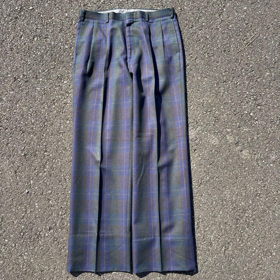 ビ*ト様 【希少】70s 80s 極太 2タック チェック スラックス