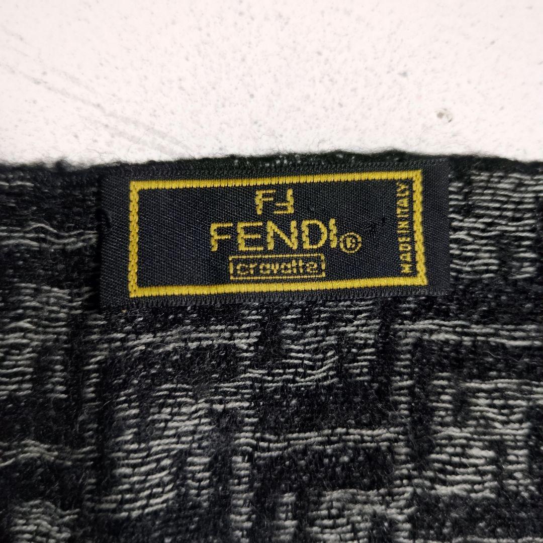 FENDI ズッカ柄 マフラー ストール 総柄 グレー ウール100%