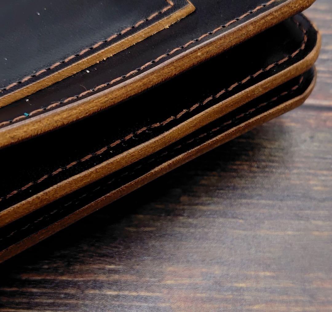 【訳あり値引き】ミドルトラッカーウォレット ホースバット 本革 茶芯ブラック