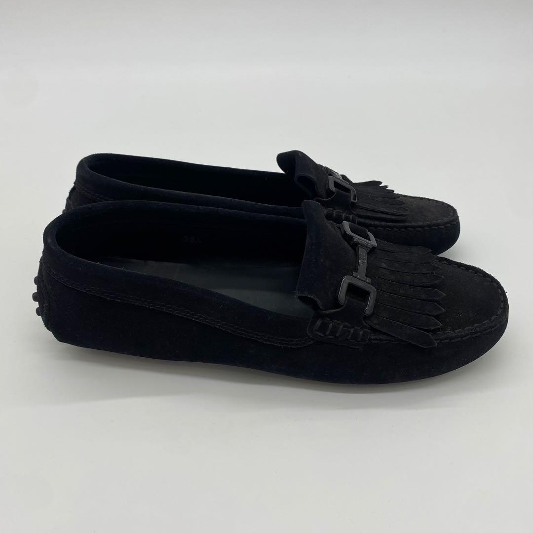 美品　TOS'S ブラック　フリンジローファー　スエード　イタリア製　25.5㎝