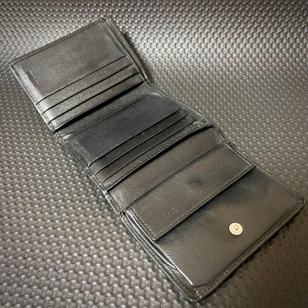 PRADA/プラダ☆コンパクトウォレット☆サフィアーノレザー☆三角ロゴ☆ブラック