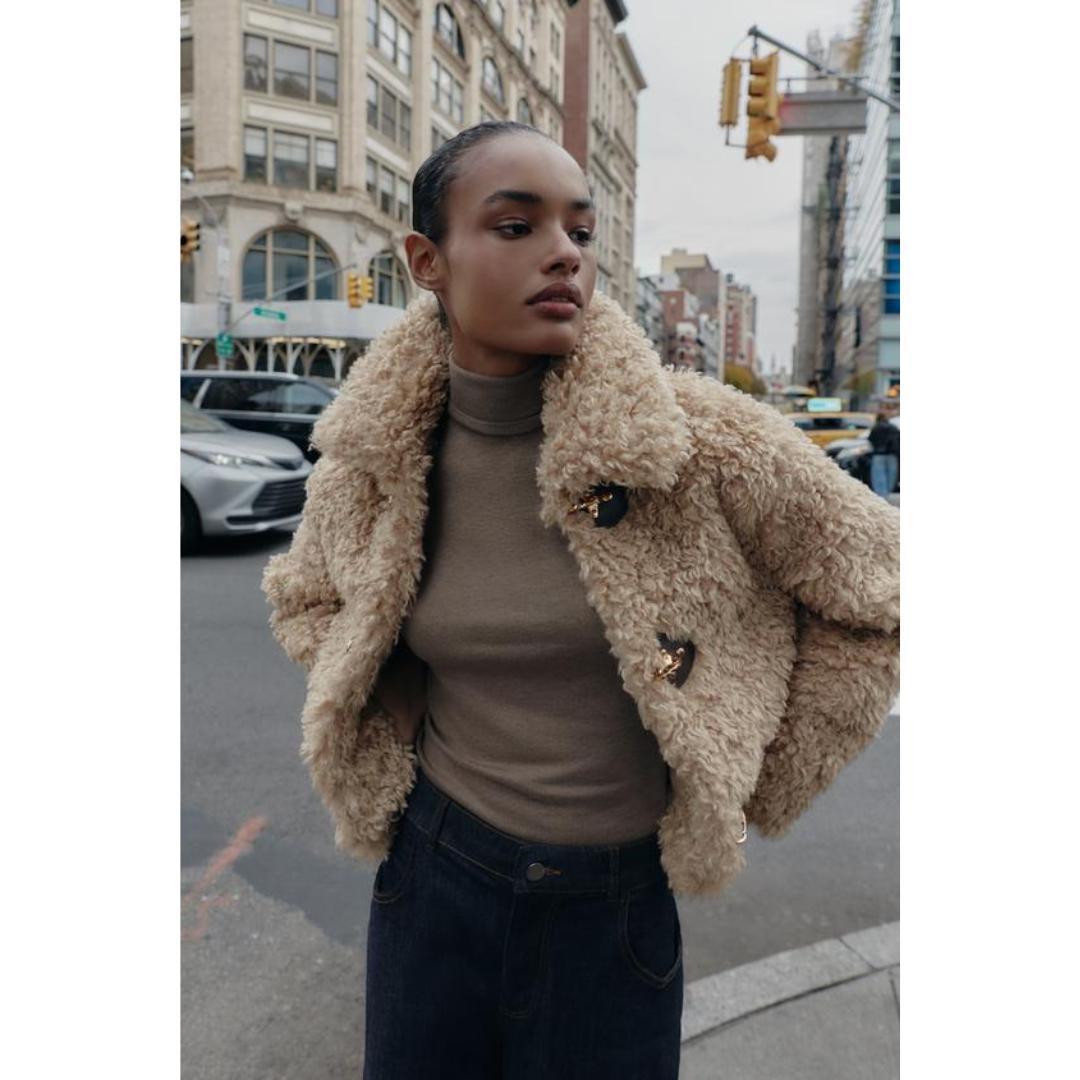 新品 ZARA トグルボタン フェイクファージャケット