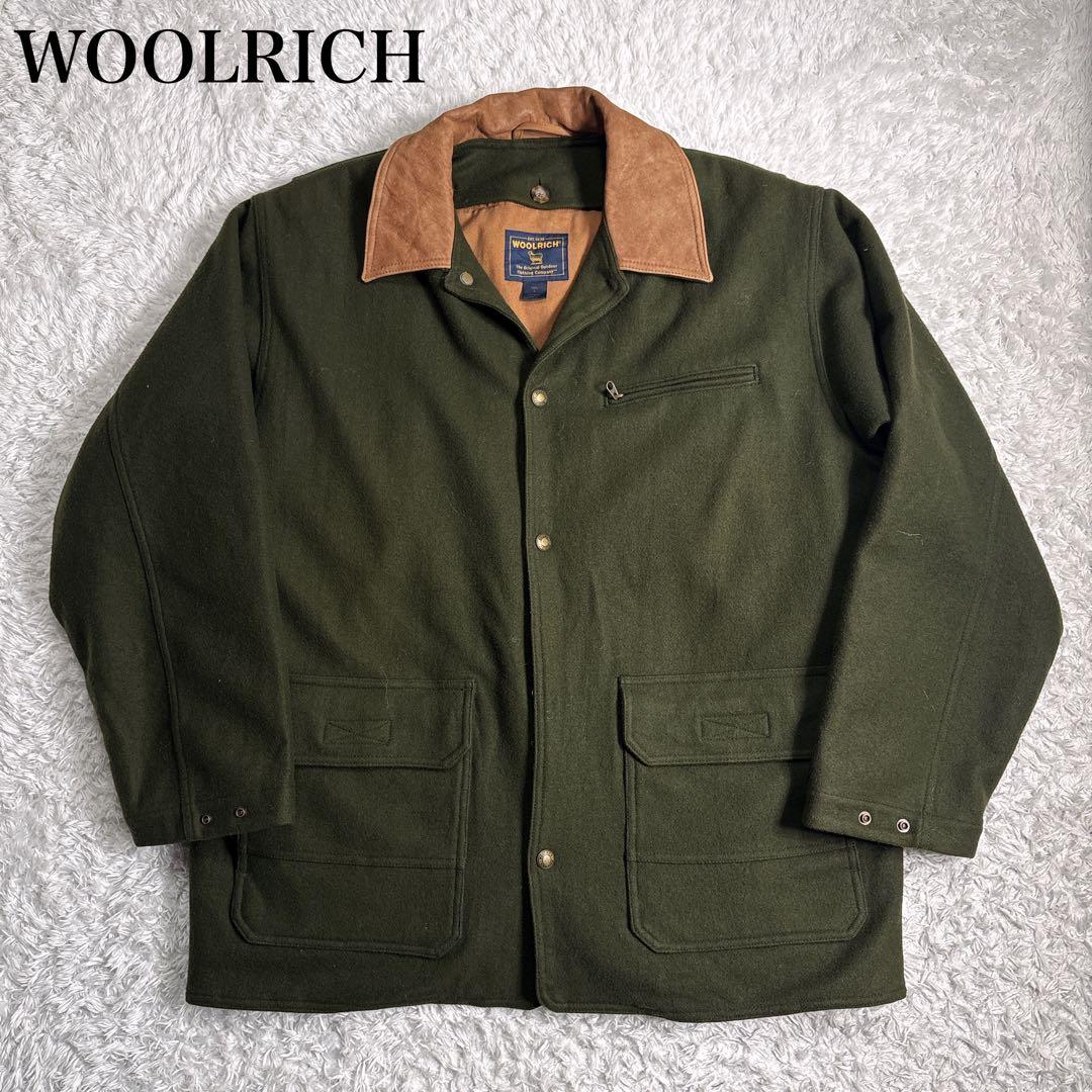 WOOLRICH 90s レザー襟 ライナー付 ウールコート L