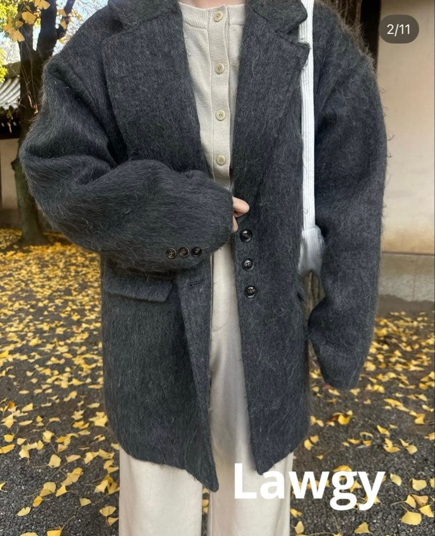 【新品】lawgyラウジーシャギーコートジャケットジャンバーshaggyグレー