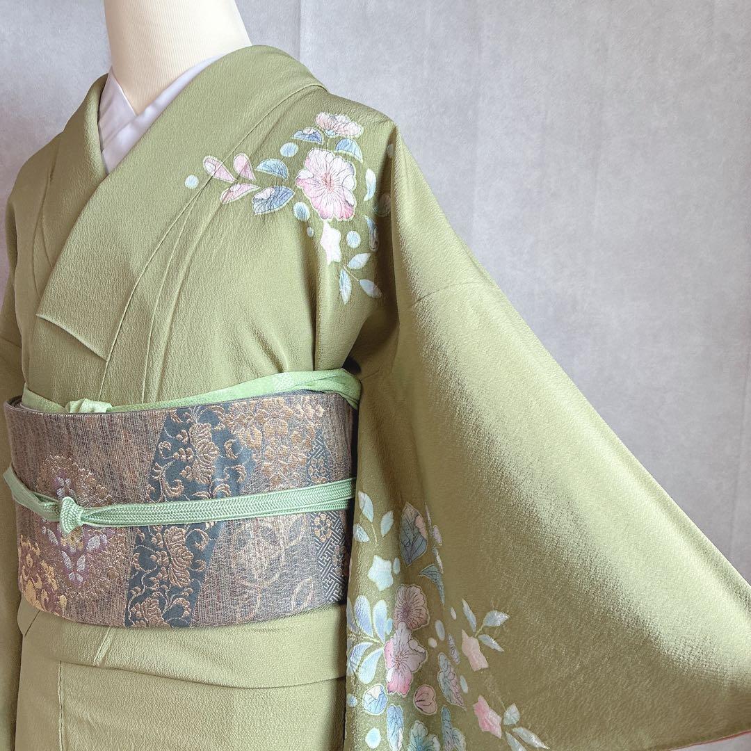 訪問着　フルセット　辻ヶ花　スモールサイズ　丹後ちりめん　着物　正絹　G11