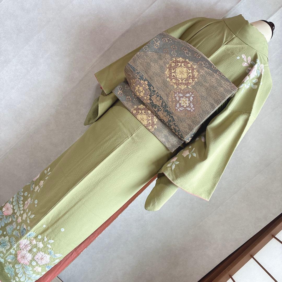 訪問着　フルセット　辻ヶ花　スモールサイズ　丹後ちりめん　着物　正絹　G11