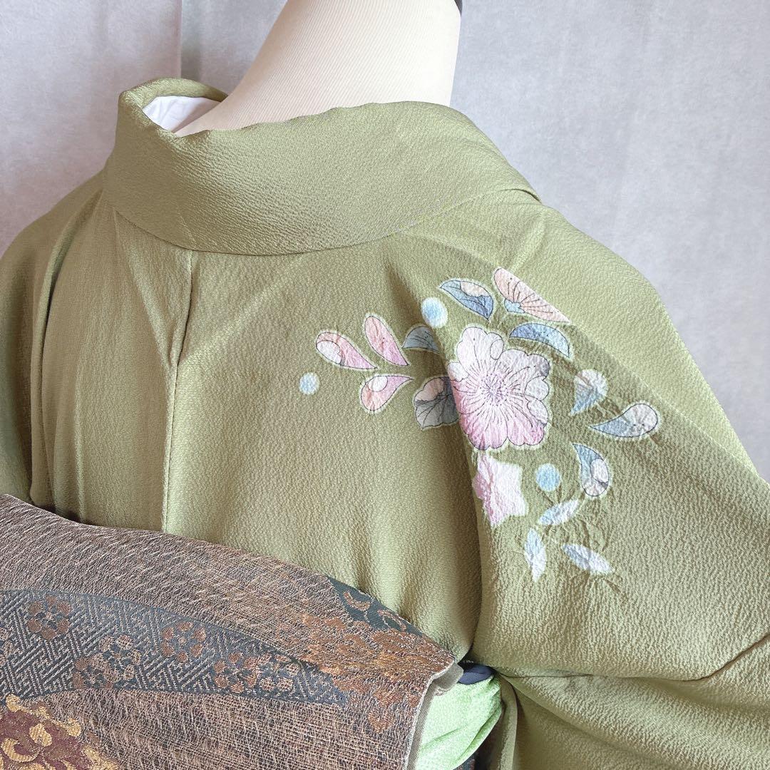 訪問着　フルセット　辻ヶ花　スモールサイズ　丹後ちりめん　着物　正絹　G11