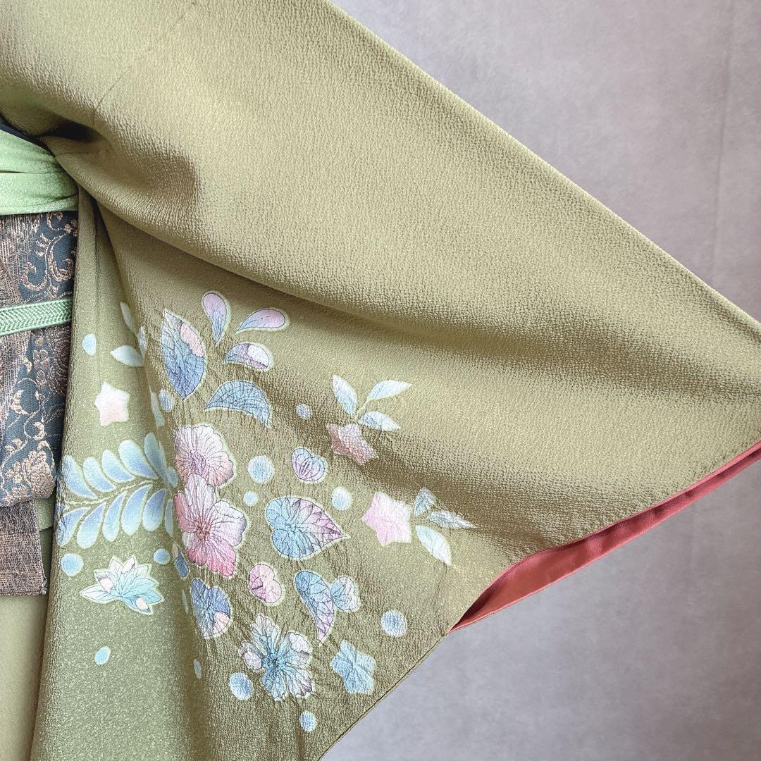 訪問着　フルセット　辻ヶ花　スモールサイズ　丹後ちりめん　着物　正絹　G11