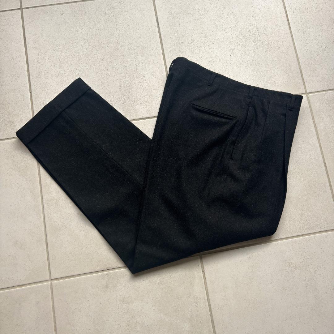 50s USA製 ブラック絣 ツータックウールスラックス レーヨンフリスコパンツ