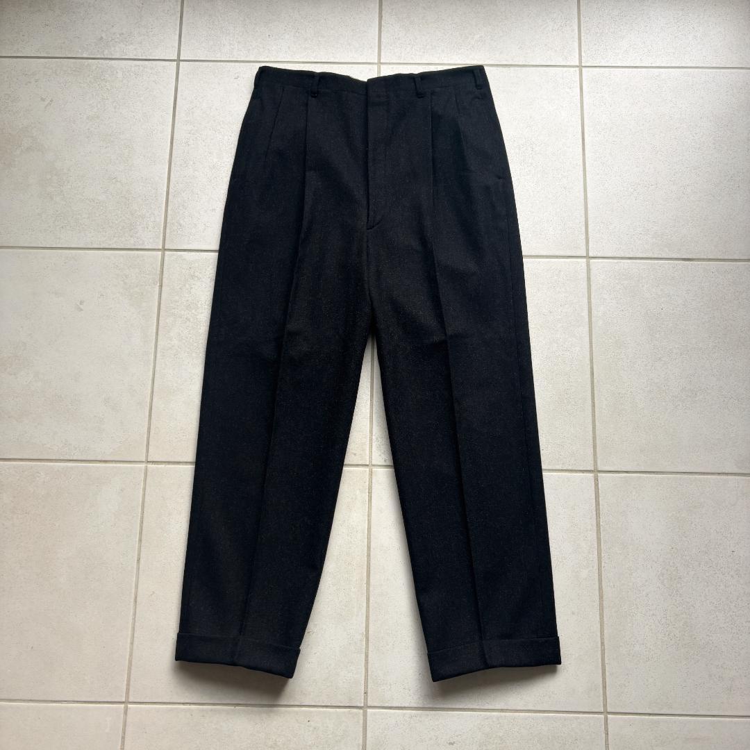 50s USA製 ブラック絣 ツータックウールスラックス レーヨンフリスコパンツ
