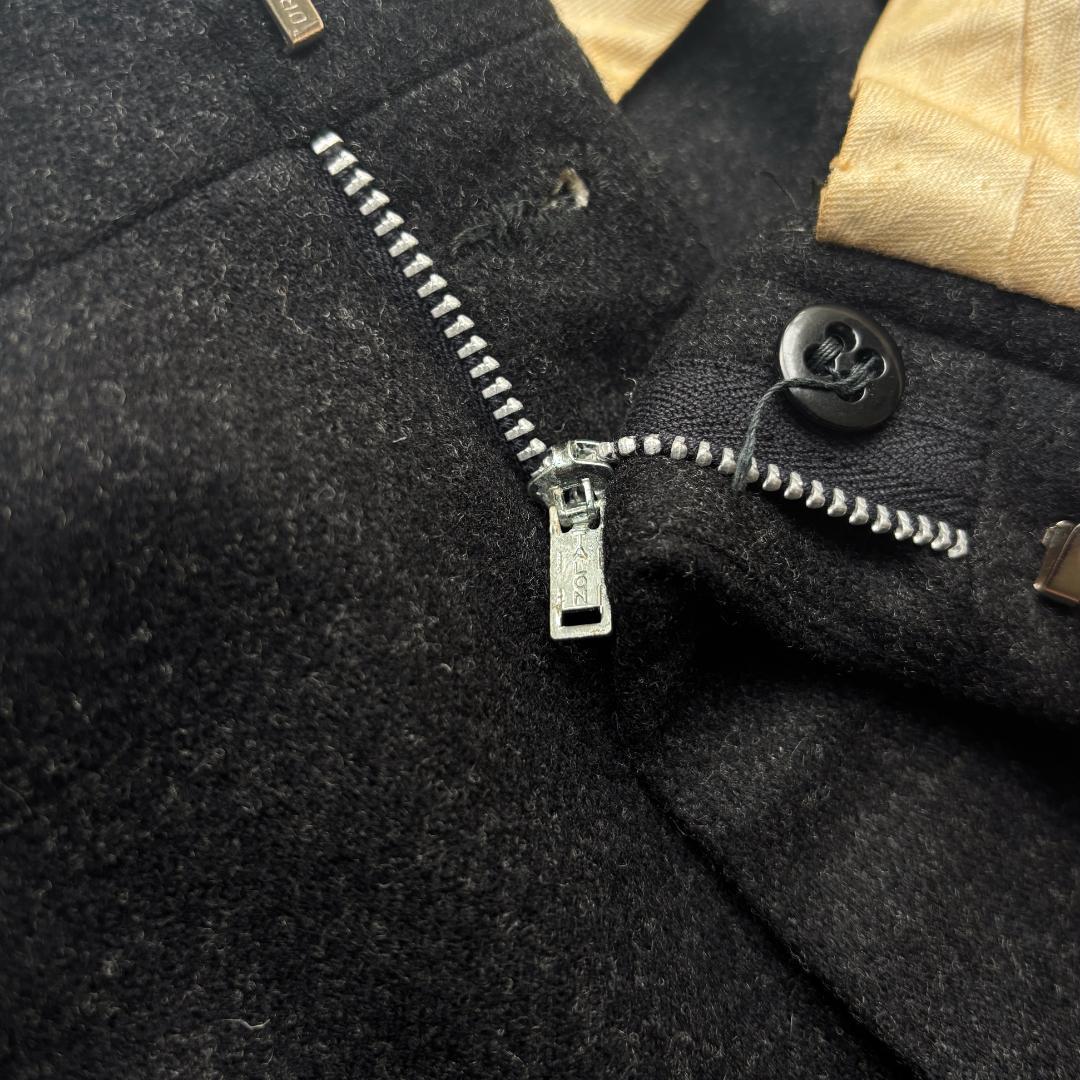 50s USA製 ブラック絣 ツータックウールスラックス レーヨンフリスコパンツ