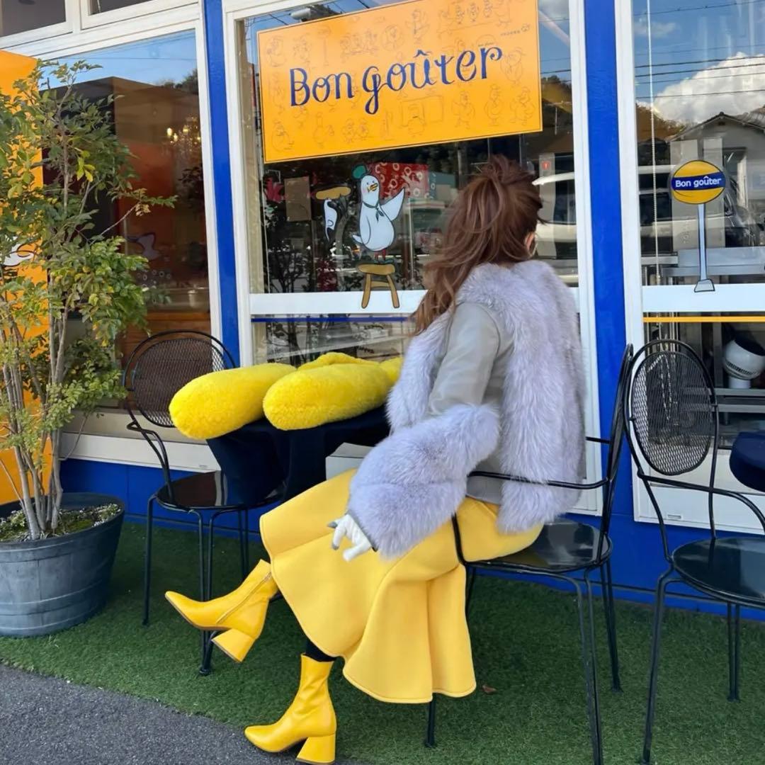 ほぼ未使用 リアル フォックスファー フォックス100% ファーコート 牛革