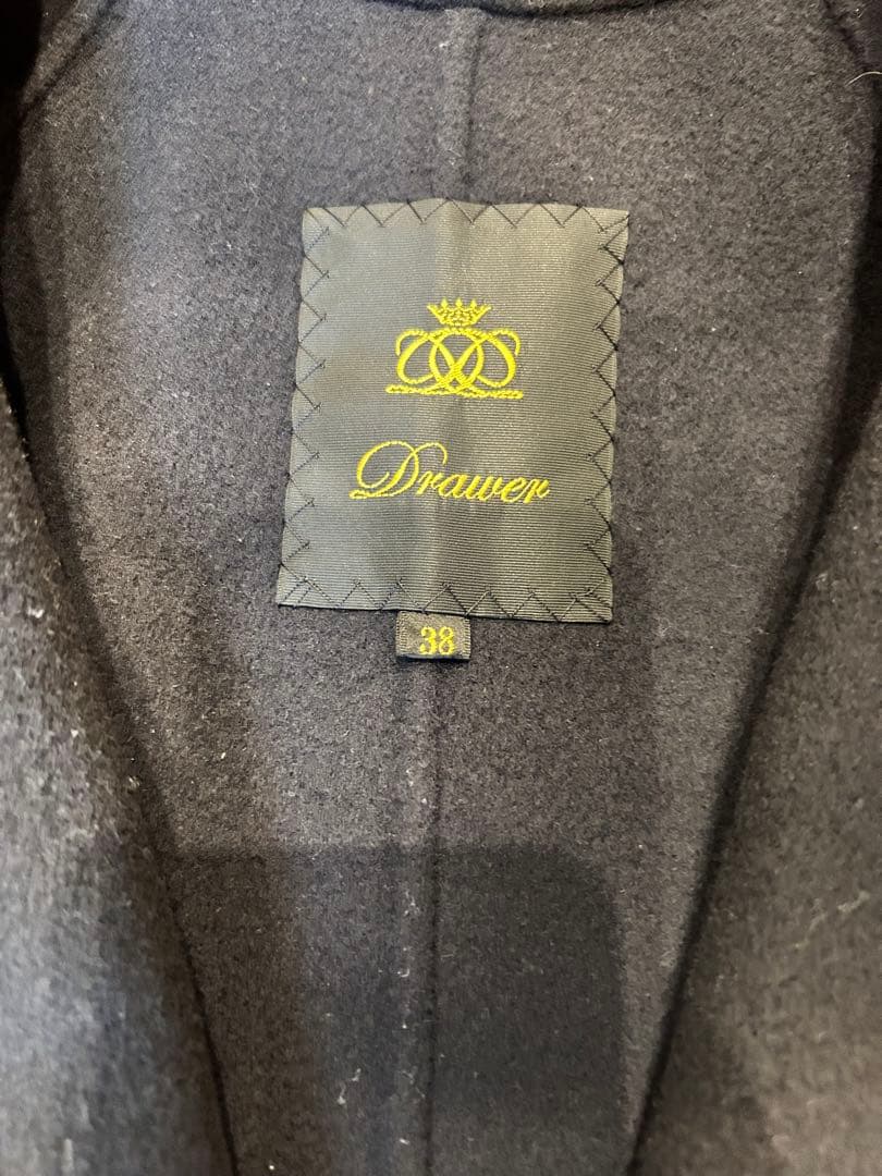 Drawer ドゥロワー　ウールケヌキビッグカラーコート　38サイズ　濃紺